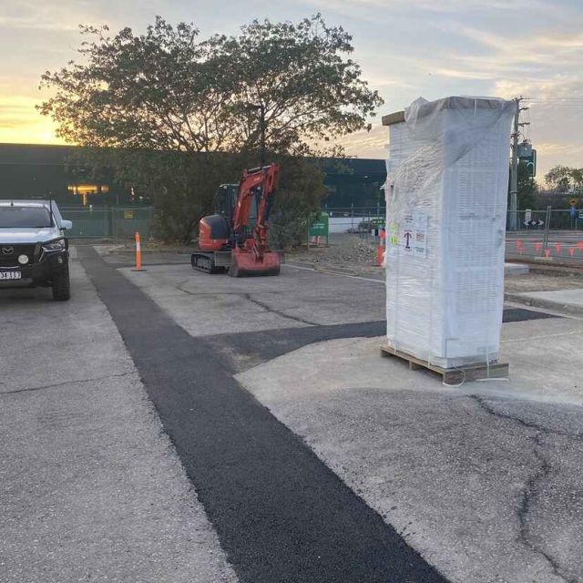 Fairfield Waters service station trench repair with asphalt paving
