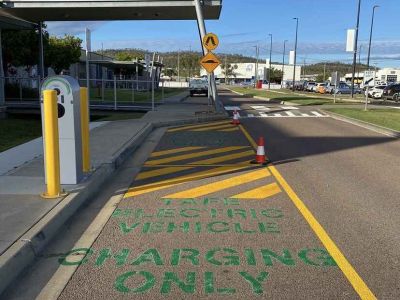 New line marking applied at electric vehicle charging station Townsville