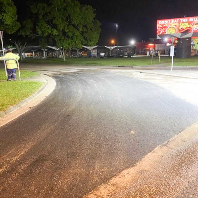 Removal of damaged asphalt and replacement at Willows Shopping Centre carpark