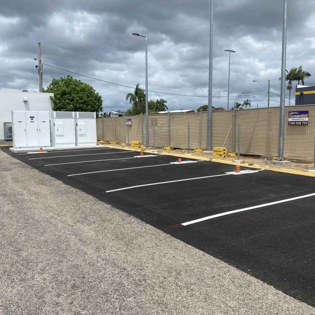 Bowen EV charging station asphalt paving and line marking project