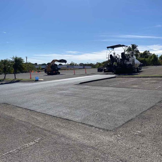 Removal of damaged asphalt and replacement at commercial carpark